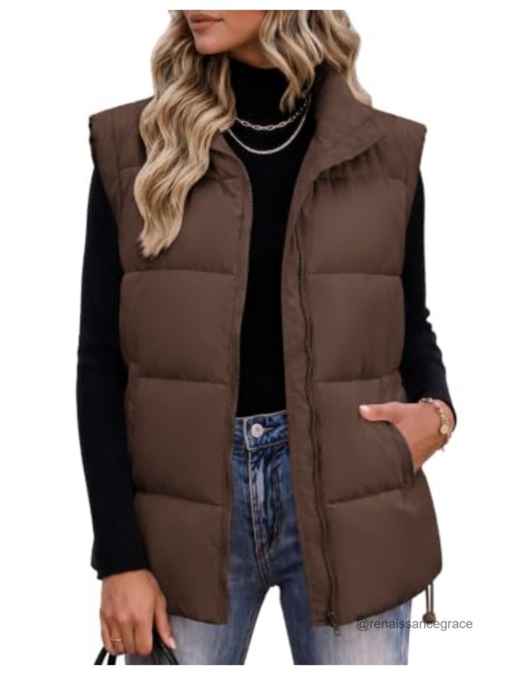 Zeagoo Quilted Puffer Vest Sleeveless Zip Up Winter Coat